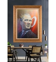 Altın Varaklı Çerçeveli Paspartulu Atatürk Tablo TR1427 (Gold)