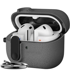 Samsung Galaxy Buds 3 Pro, Buds 3 ve Buds 3 FE ile Uyumlu Mandallı Kapak Kilit Sistemli Kumlanmış Mat Dokulu Darbelere Dayanıklı Hibrit Kılıf (Gri, Galaxy Buds 3 Pro/3/3 FE)