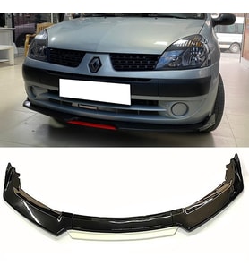 Renault Clio Symbol Beyaz Renkli Şeritli Dilli Ön Lip 4 Prç Parlak Siyah ABS