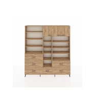 Arges Gardrop 17 Raflı 6 Çekmeceli 3 Kapaklı 220x30x243 Çam-Çam