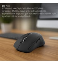 IWM-397T Kablosuz Mouse  7D Sessiz Tuş 500mAh Şarjlı LED Gösterge Paneli 3200 DPI (Siyah)