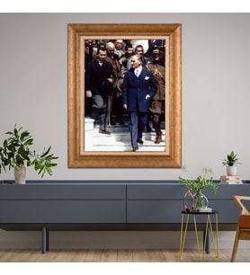 Altın Varaklı Paspartulu Çerçeveli Tablo rv890