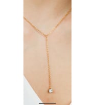 Tek Taş Y kolye 925 Ayar (Gold)