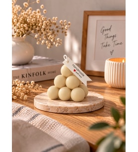 Mumelia Prizma Bubble - Doğal Soya Blok Dekoratif Mum - Krem