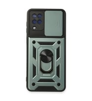 Galaxy A22 Kılıf Pars Lens Yüzüklü Silikon - Yeşil