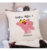 Lütfen Affet (Pembe Panter) Tasarımlı Yastık Kişiye Özel