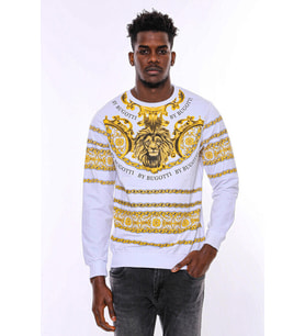 Beyaz Baskılı Taşlı Sweatshirt - Wessi