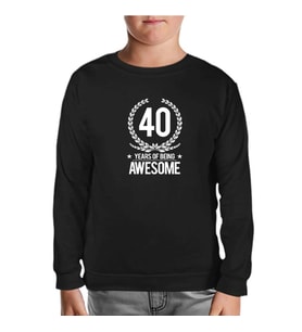 Awesome 40 Years Siyah Çocuk Sweatshirt