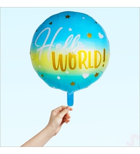 Hello World Baby Folyo Balon, 45cm - Mavi