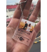 Kişiye Özel Fotoğraflı Spotify Barkodlu Anahtarlık Şeffaf