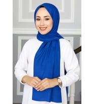 Emproyal Silver Jakar Dama Desenli Şal 75x190 cm (Saks)