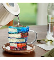 Kitap Tasarımlı Kupa Bardak - 350 ml Kapasite - El Çizimi Özel Tasarım - Dayanıklı Cam