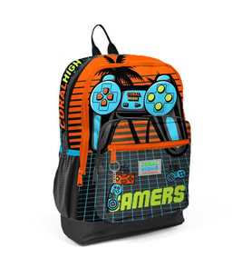 Coral High Kids Gri Turuncu Gamer Desenli Dört Bölmeli Okul Sırt Çantası 23746