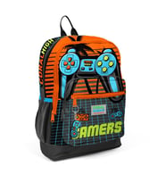 Coral High Kids Gri Turuncu Gamer Desenli Dört Bölmeli Okul Sırt Çantası 23746