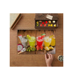 Meyve Kokteylleri Tasarımı 240 parça Ahşap Puzzle Ahşap Kutuda MP02681
