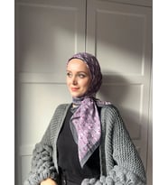 Modakaşmir Çiçek Baharı Desen Bambu Eşarp (Koyu Gri)