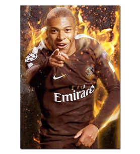 Ahşap Tablo Paris Saint Germain Formalı Mbappe Ve Alevler (25x35 Cm Boyut)