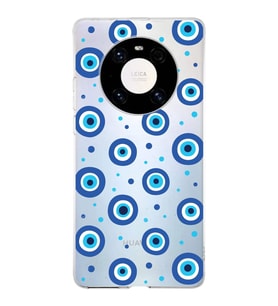 PrintiFy Huawei Mate 40 Pro ile Uyumlu 1mm Slim Fit Nazar Boncuğu 1 Baskılı Şeffaf  Kılıf