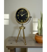 Vintage Tripod Eskitme Metal Üç Ayaklı Masa Saati (Kahverengi Açık)