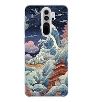 Redmi Note 8 Pro Uyumlu Kanagawa Dalga Kolaj Desenli Şeffaf Telefon Kılıfı