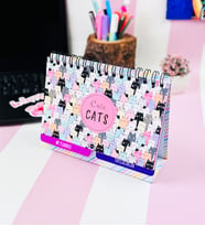 Sevimli Kedi Tasarımlı Yeni Nesil Masa Üsü Planner 2 Sayfa Sticker