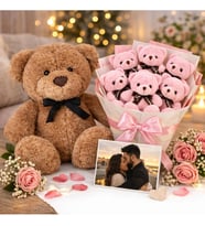 Sevgiliye Romantik Hediye Peluş Ayıcık ve Ayıcık Buketi Sürpriz Hediye