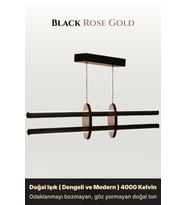 Halo Rose Gold Lineer LED Sarkıt Avize – Kumandalı Dim Edilebilir – Yukarı & Aşağı Işık