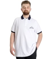 Mode XL Büyük Beden Erkek Polo T-shirt GOOD TIMES 23345 Beyaz