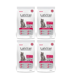 Lavital Somon Balıklı Kısırlaştırılmış Kuru Kedi Maması 1.5 Kg*4 Adet (Kahverengi)