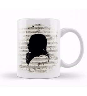 Wolfgang Amadeus Mozart  Piyano  Müzik  Notaları Kupa Bardak Porselen