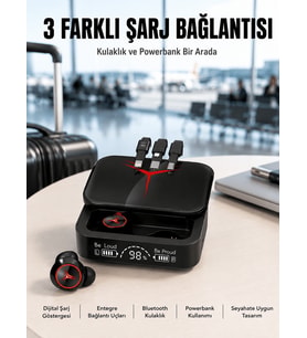 Tws Powerbank Kutulu Dijital Göstergeli Bluetooth Kulaklık Kablosuz Kulakiçi Kulaklık Yeni Nesil
