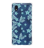 Samsung Galaxy A01 Core Uyumlu Köşe Korumalı Antişok Kapak Floral Su Yeşili Tasarımlı Şeffaf  Kılıf