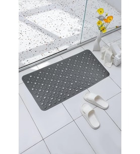 Premium Serisi Banyo - Küvet İçi Kaydırmaz Vantuzlu Oluklu Desenli Diktördgen Paspas 67,5 x 34,5 cm, Gri