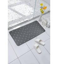 Premium Serisi Banyo - Küvet İçi Kaydırmaz Vantuzlu Oluklu Desenli Diktördgen Paspas 67,5 x 34,5 cm, Gri
