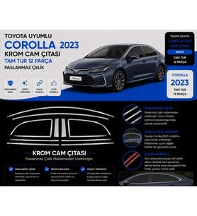 Toyota Corolla 2023+ Krom Tam Tur Cam Çıtası 12 Parça
