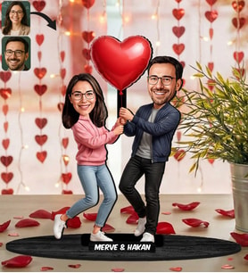 BK Gift Kişiye Özel Sevgili Karikatürlü Ahşap Biblo -27, Fotoğraftan Karikatür, Sevgililer Günü Hediyesi, Ev Hediyesi