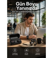 Ucuz Kaliteli Akıllı Saat ve Powerbank Bluetooth Kulaklık 5.1 Stereo ANC Özelliği