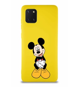 Samsung Galaxy A81 Soft Premier Kapak Mickey Mouse-A Tasarımlı Silikon Kılıf - Sarı (Şeffaf)