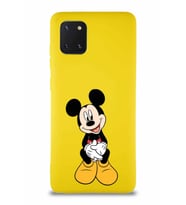 Samsung Galaxy A81 Soft Premier Kapak Mickey Mouse-A Tasarımlı Silikon Kılıf - Sarı (Şeffaf)