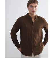 LCWAIKIKI Classic Kahverengi Regular Fit Uzun Kollu Gabardin Erkek Gömlek