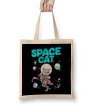 Adorable Space Cat Cute Kitty Astronaut Exploring Bez Çanta Uzun Saplı