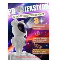 Astronot Robot Bluetooth Hoparlör Galaxy Gökyüzü Projektör Zamanlayıcı Gece Lambası Projektör (Çok Renkli)