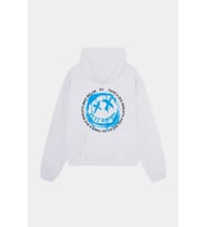 Unisex Siyah Kapüşonlu Sweatshirt - Mavi Baskılı Oversize Hoodie (Beyaz)
