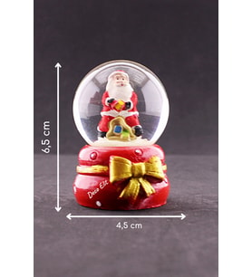 Yeni Yıl ı Noel Baba Temalı Kurdele Detaylı Mini Boy Işıklı Kar Küresi 6,5 cm A