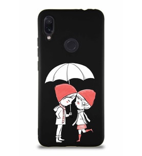 Xiaomi Redmi Note 7 Soft Premier Kapak Aşk Tasarımlı Silikon Kılıf - Siyah (Şeffaf)