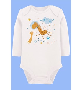 Organik Baskılı Pamuklu Unisex Bebek Body UZUNE199