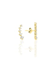 Gümüş altın yaldızlı zirkon taşlı beş taşlı vidalı küpe SGTL12552GOLD
