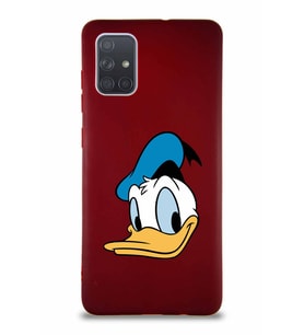 Samsung Galaxy A71 Soft Premier Kapak Donald Duck-B Tasarımlı Silikon Kılıf - Mürdüm (Şeffaf)