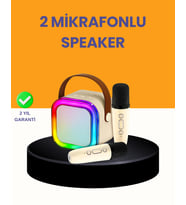 Çift Mikrofonlu Kompakt Karaoke Hoparlör – Uzun Pil Ömrü