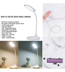 Northcity Şarjlı Masa Lambası 26 LED Dokunmatik – 3 Kademeli Işık, Esnek Gövde ve 360° Döner Başlık WT-005